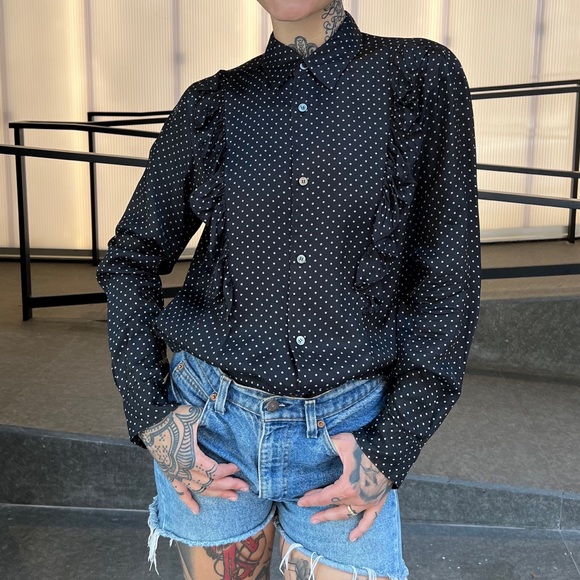 CDG CDG polka-dot ruffle trim satin shirt size L from the F/W 2009 collection - Picture 8 of 16